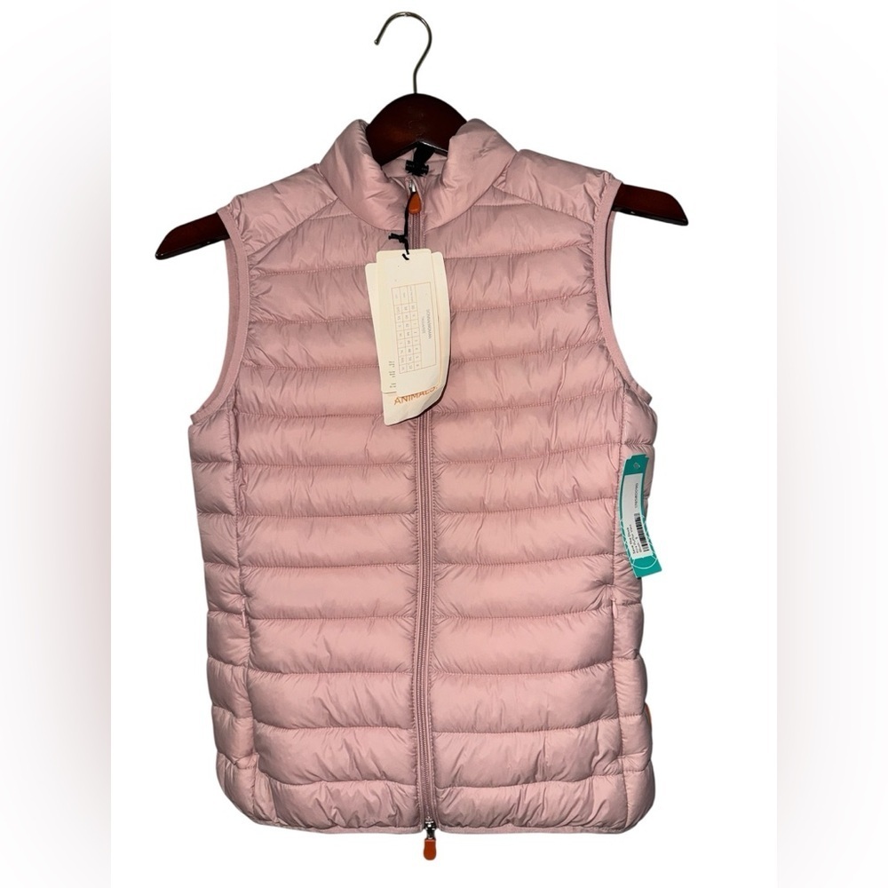 NWT Save The Duck Plumtech Womens Blush Pink Puffer Jacket Vest Size 1 Small